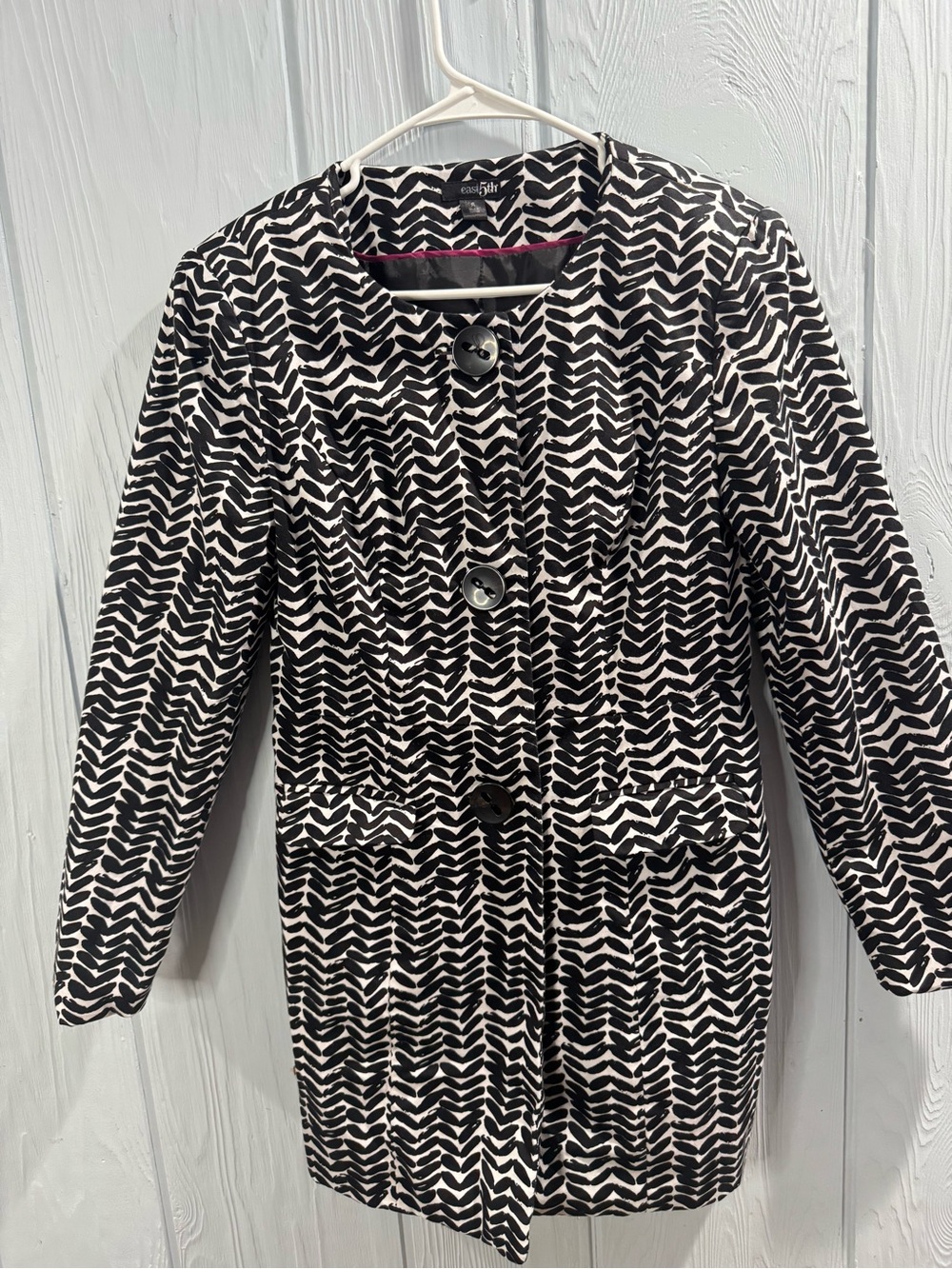 Black & White Patterned Pea Coat by Studio M